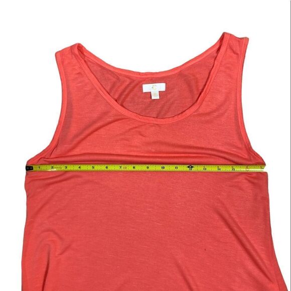 Charming Charlie Peach Sleeveless Asymmetrical Top With Lace Hem, Size M - Picture 5 of 8